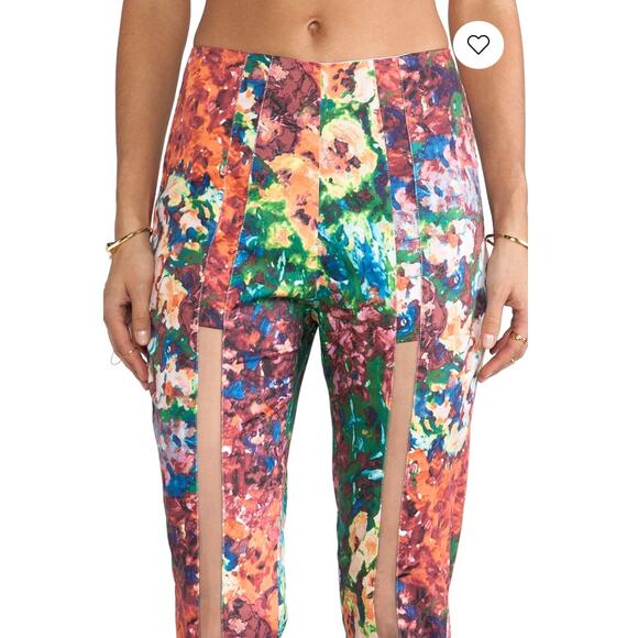 Revolve Casper & Pearl Sophmore Pants Floral Skinny Leg Sheer Front Artsy Fun - Picture 6 of 11